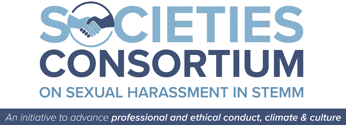 Societies Consortium on Sexual Harassment in STEMM logo with shaking hands